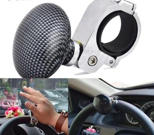 Carbon Fiber Universal Hand Control Power Handle Grip Spinner Knob Car Steering Wheel Ball Booster Strengthener Auto Accessories