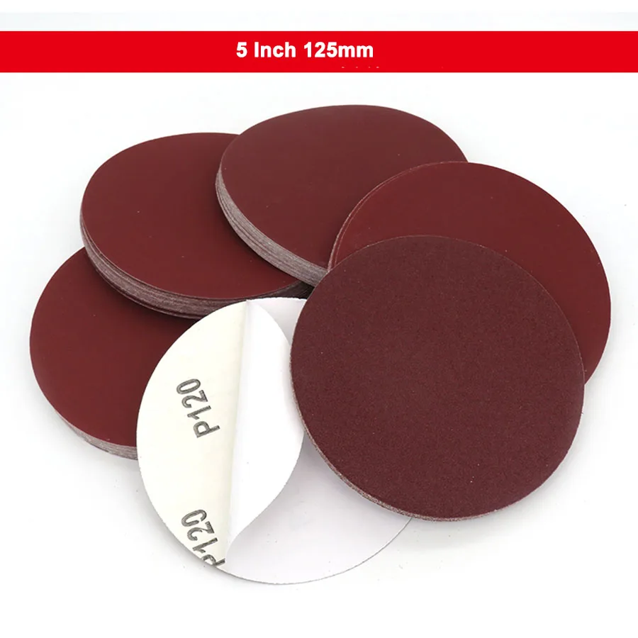 5-100Pcs 5 Inch 125mm Round Dry Sandpaper Glue Backing Pad Disk Sand Sheets Grit 60-2000 Hook And Loop Sanding Disc