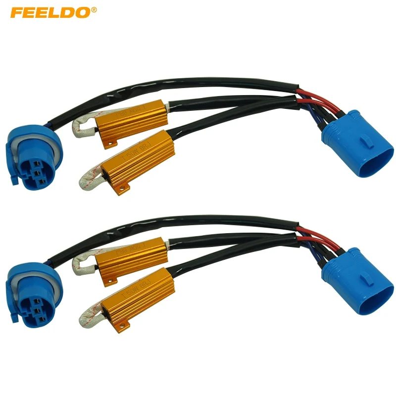 

FEELDO 2Pcs 9007 HID Conversion Kit Error Free Load Resistors Wiring Harness Adapters LED Decoder LED Warning Canceller #AM5332