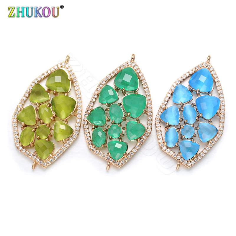 ZHUKOU 2019 New arrival Multicolor Fashion DIY Jewelry Connector Accessories handmade Polygon Crystal Connector Making Findings