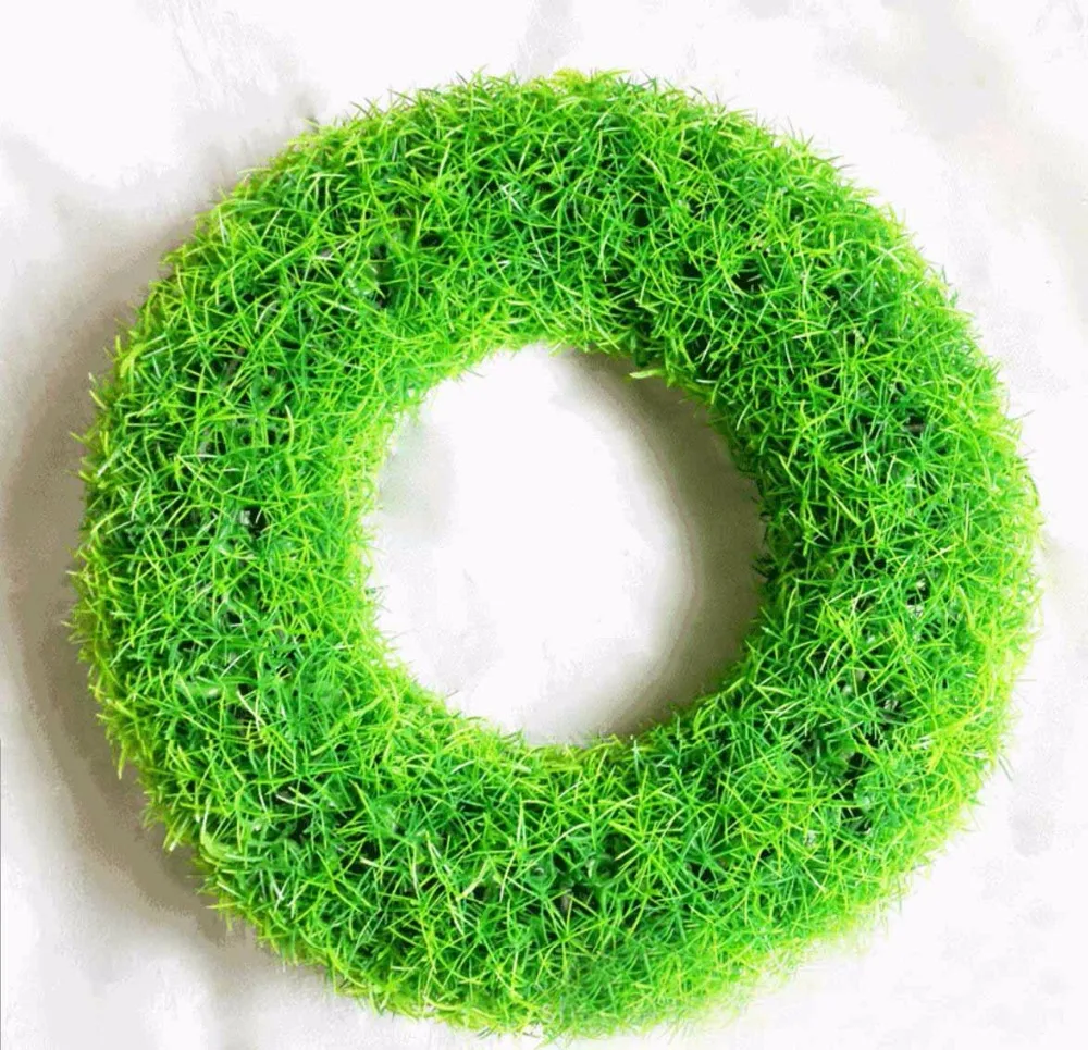 3pcs/set Green Artificial Plastic Grass Wreath Hoop For Wedding Party Home Office Hotel Decoration