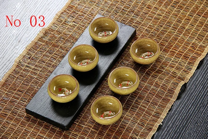 حار بيع! 6 قطعة السيراميك الذهبي الأسماك مجموعة شاي صيني الكونغ فو فنجان شاي مجموعة فرقعة الصقيل السفر الشاي السلطانية الصينية الخزف فنجان الشاي مجموعات #5