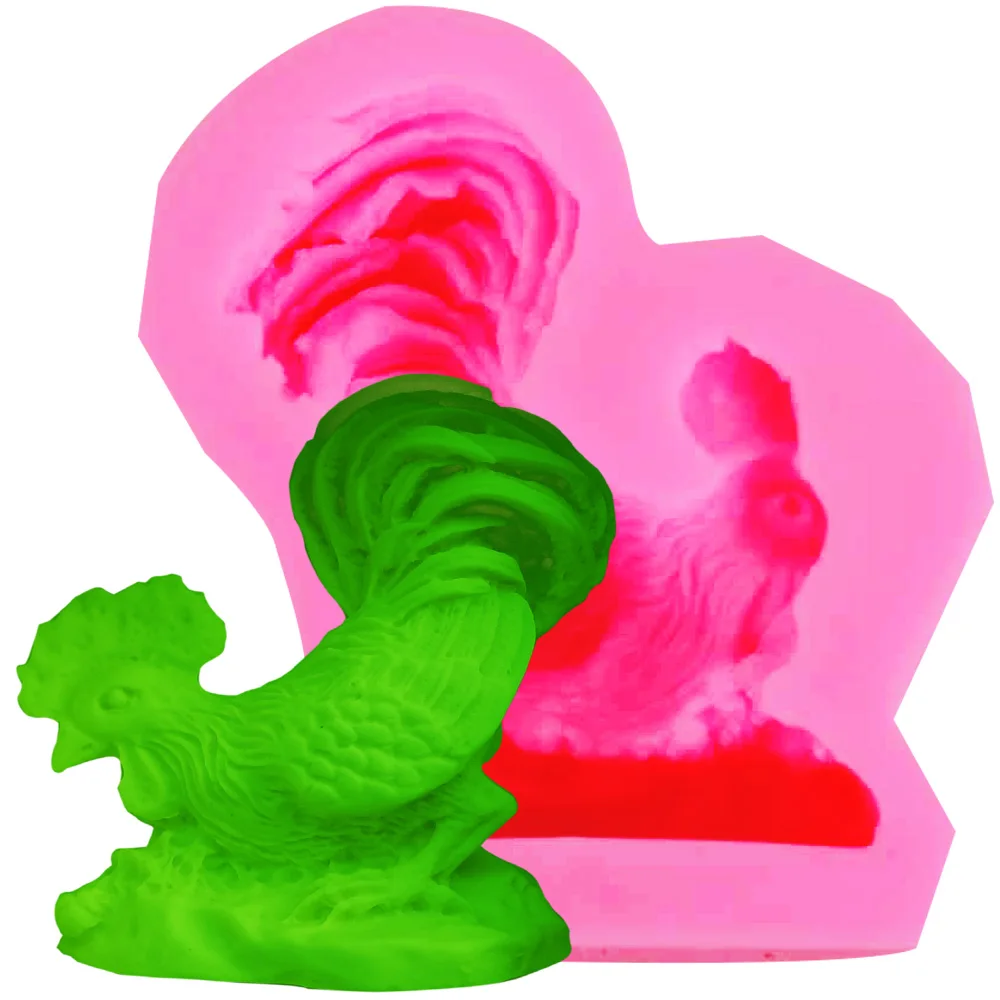 M495  DIY Cock Chicken 3D Candle Soy Wax Mould Scented Soap Handmade Silicone Mold Plaster Resin Clay Diy Craft Home Decoration