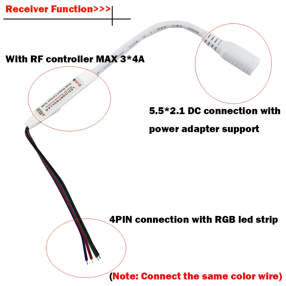 12 V 17 tasti Mini RF Wireless Led Dimmer Remote Controller Per Colore RGB Della Luce di Striscia con pin femmina DC per rgb SMD5050 illuminazione