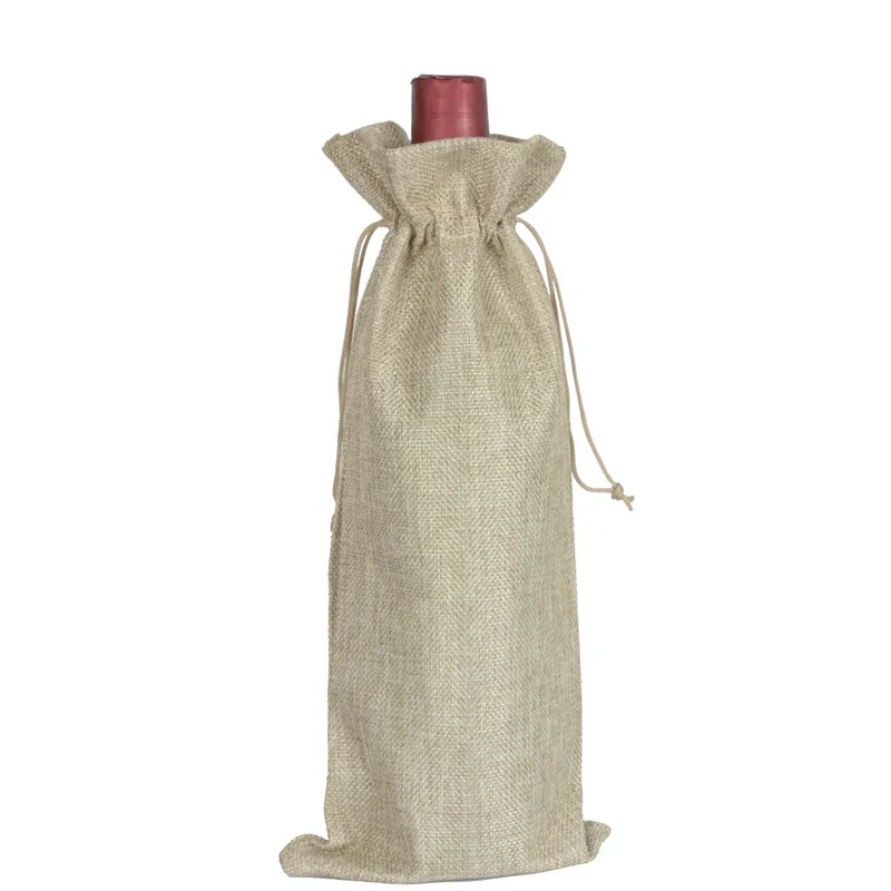 

Personalised burlap jute wine gift Bottle Bag For Engagement Wedding Anniversary bomboniere Christmas wine covers 15x35cm 10pcs