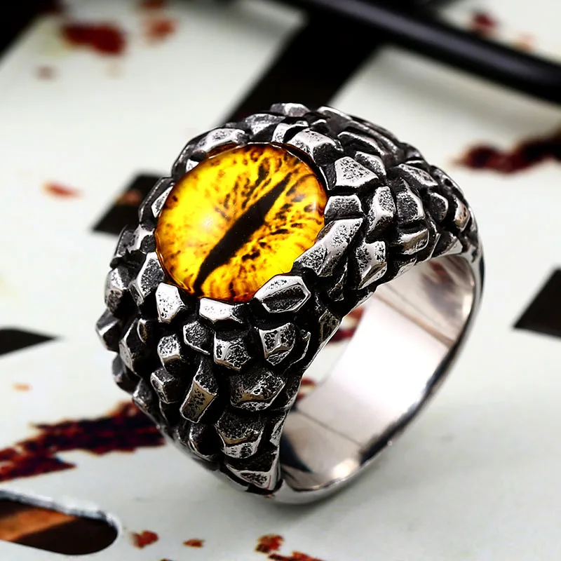 Beier 316L Stainless Steel Antique Hell\'s Eye Red and Yellow Eyes Men\'s Ring fashion Jewelry for dropshipping LLBR8-527R