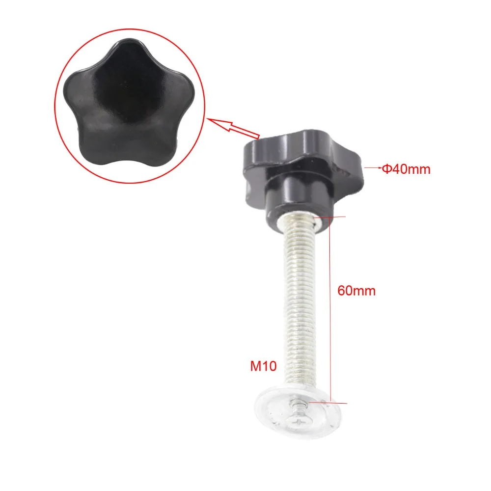 5pcs M10 x 60mm Thread Black Star Clamping Knobs Replacement Screw on Grips Star Knob Handles Plum Hand Tighten Nuts Handle