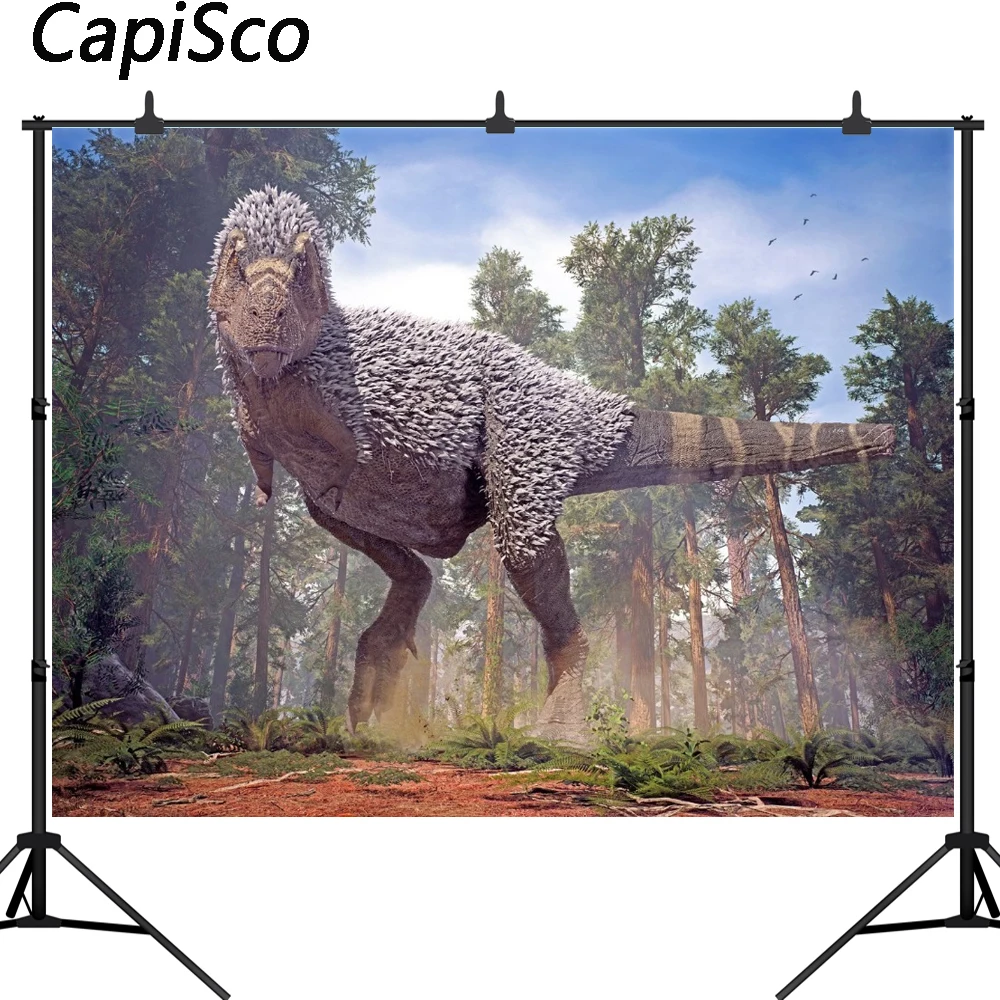 Capisco 3D ไดโนเสาร์ Primeval Forest วันเกิดการถ่ายภาพพื้นหลังที่กําหนดเองการถ่ายภาพฉากหลังสําหรับ Photo Studio