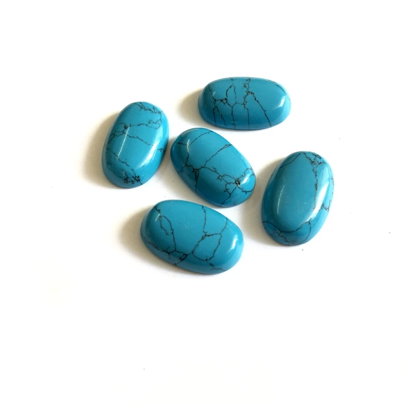 Wholesale Natural Taiwan Turquoise Cabochon Bead 15x25mm Oval Gem Stone Cabochon Ring Face 2Pcs/pack