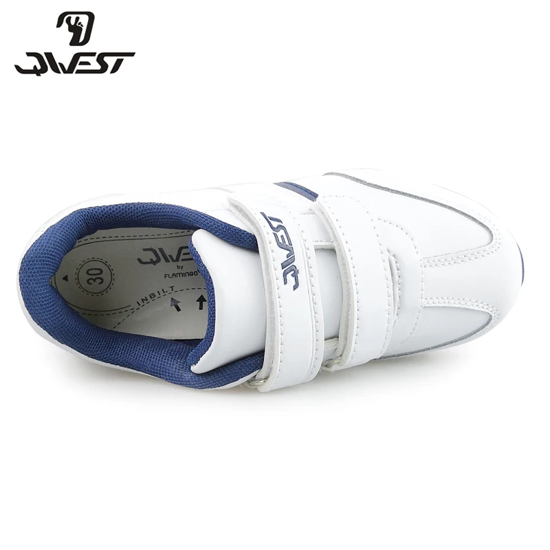 QWEST Spring Running Sports Shoes Hook& Loop Outdoor Kids Shoes White Sneakers for Boy Size 30-36 Free Shipping 91K-SL-1236