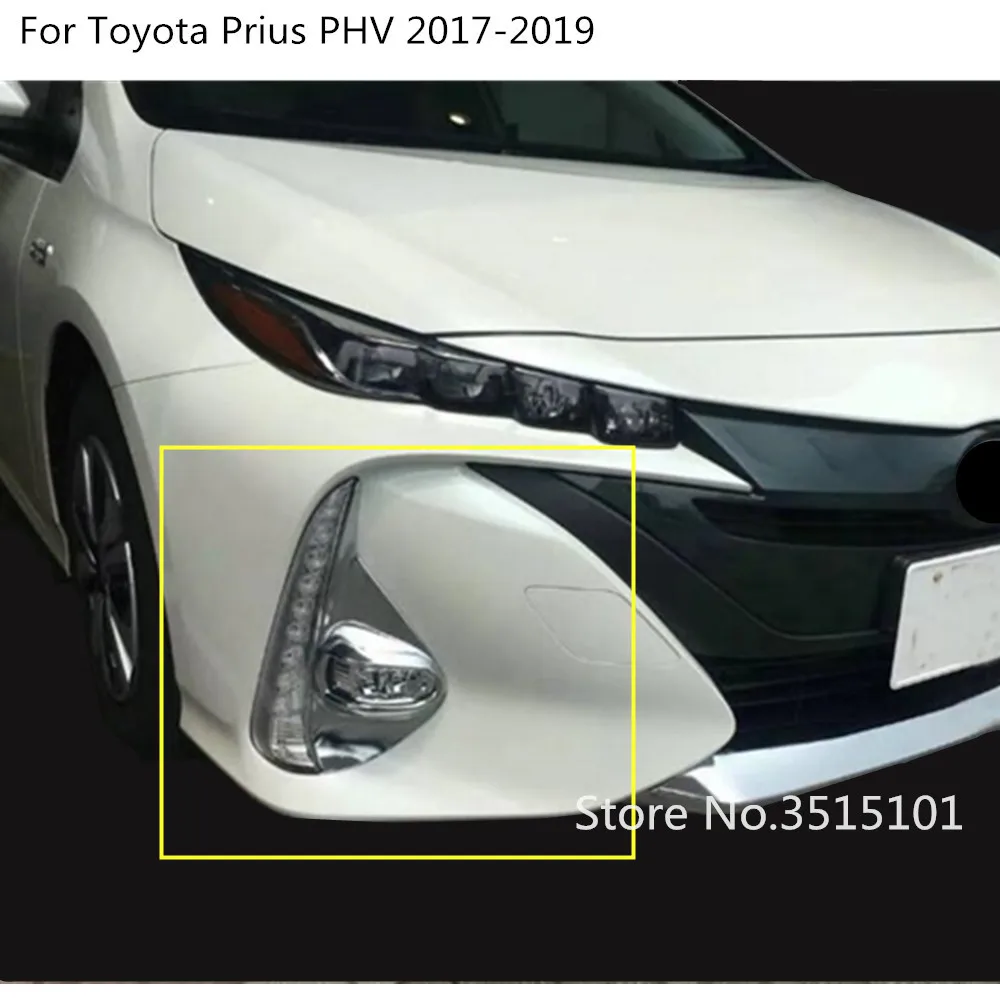 جسم السيارة الأمامي الضباب الخفيف إطار المصباح عصا التصميم ABS كروم غطاء تقليم الحاجب لتويوتا بريوس PHV Prime 2017 2018 2019 2020 #3