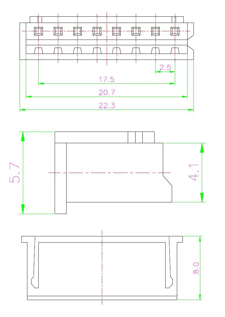 Le connecteur XH2.54 conduit l\'en-tête logeant la coque en plastique de 2.54mm XH-2P/3P/4P/5P/6P/7P/8P/9P/10P XHpipeline/3A/4A/5A/snap/7A/8A/9A/10A