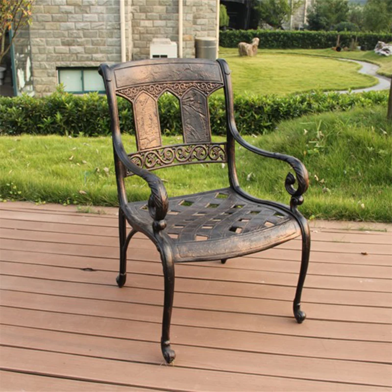 

2 pieces/lot knocked down garden chairs cast aluminum chairs outdoor furniture heavy duty bronze color