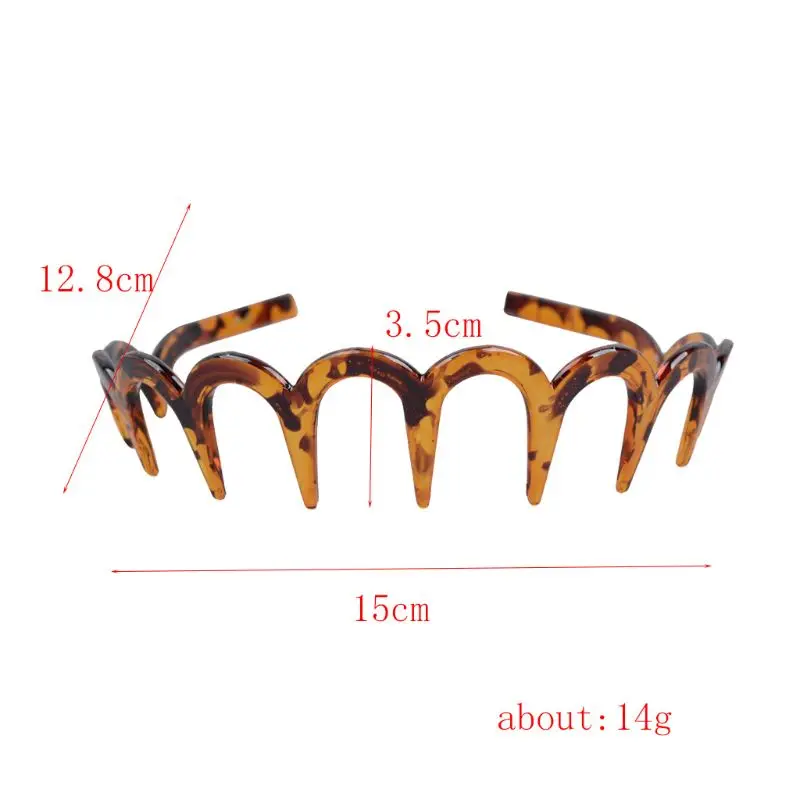 Stable Brown Acrylic Headband U Shape Headband Sharks Tooth Hair Comb Hair Tiara Jewelry Headwear Gift for Girls Women