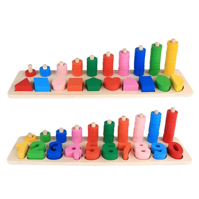 Wooden toys early childhood digital logarithmic board mathematical enlightenment teaching tool young baby wooden paired toys 3-6