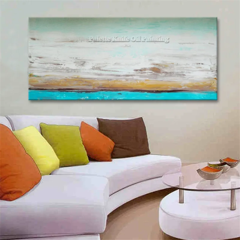 

Hand painted large modern seascape abstract canvas oil painting wall decor Art pictures for living room cuadro home decoracion7