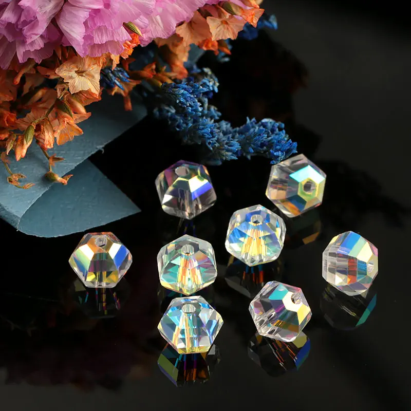 Best quality 8mm fashion octagon shape crystal beads lantern shape glass beads loose Spacer beads for Jewelry making 50pcs/bag