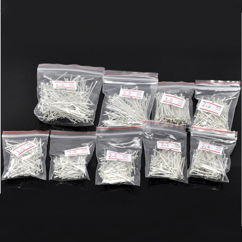 DoreenBeads 900 PCs Mixed Silver color Head Pins Findings 0.7mm(21 gauge) (B04116), yiwu