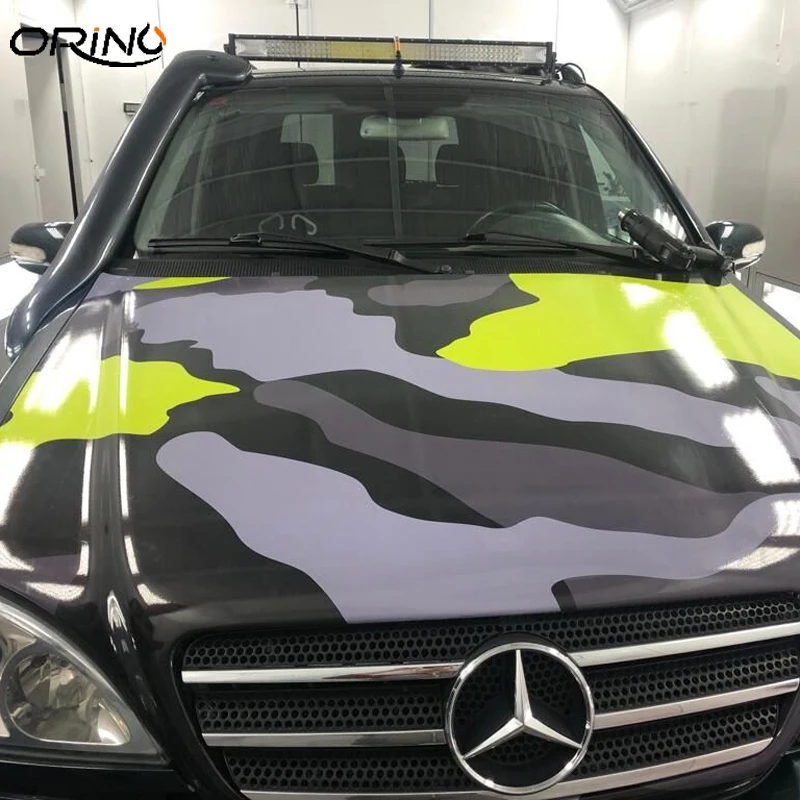 

Large Yellow Black Grey Camouflage Vinyl Wrap Car Wrap Camo Covering Sticker Foil With Air bubble Free ORINO WRAPS