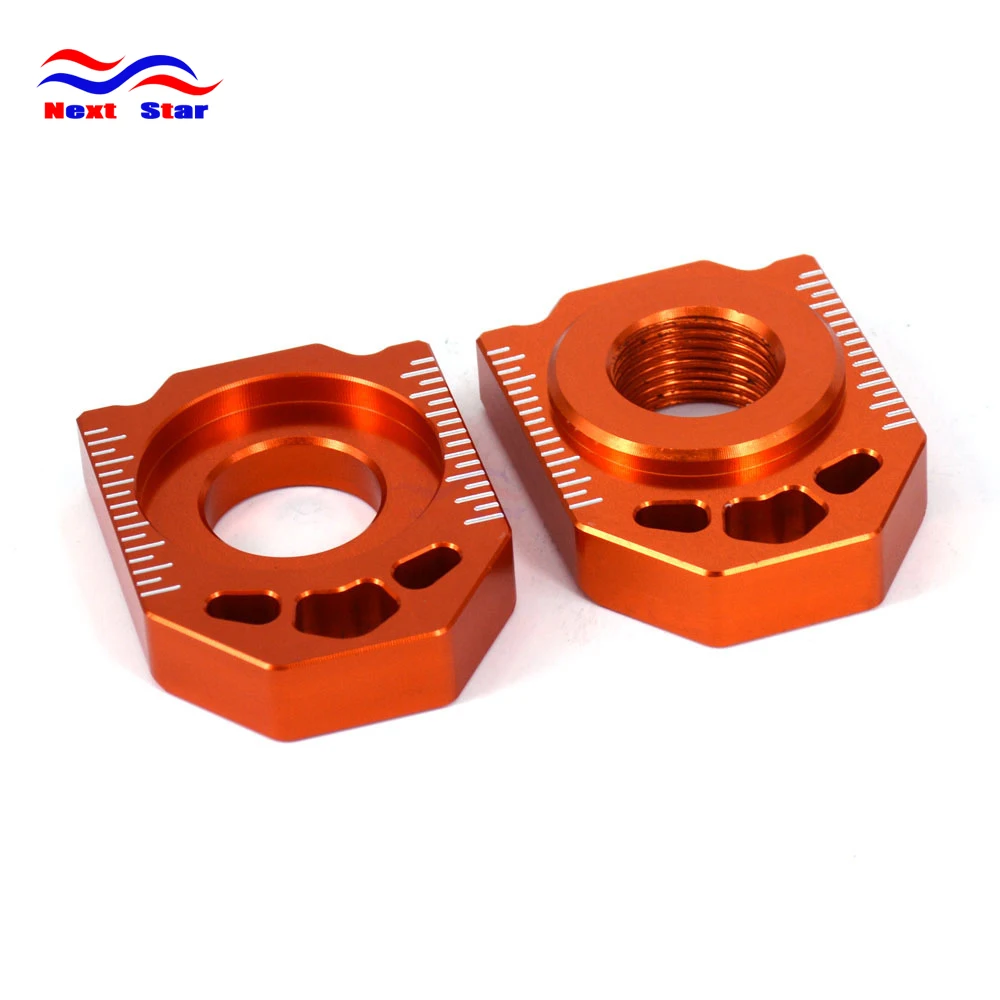 Orange CNC Rear Chain Adjuster Axle Block For KTM SX SXF XC XCF EXC EXCF XCW XCFW 125 150 200 250 300 350 400 450 500 525 530