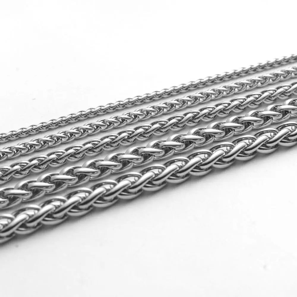 Wholesale Jewelry --  50/60/70/80/90 cm Stainless steel White Long Weave Chain Necklaces for Men Fashion Jewlery No Fade