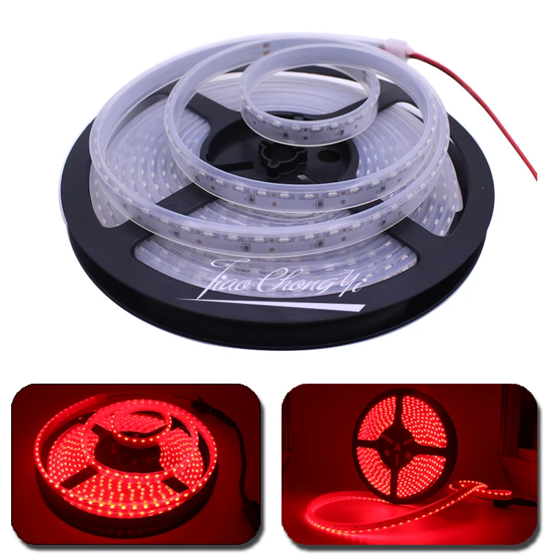 5M SIDE 335 SMD 120LED/M side-Emitting Red LED strip IP67 waterproof in silicon Tube DC12V 10mm width