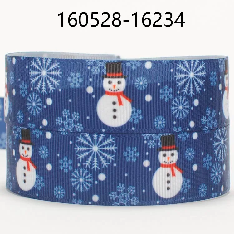 NEW arrivals 50 yards 16/22/25/38/50/75mm blue Christmas snowman pattern printed grosgrain/FOE ribbon DIY 160528-16234