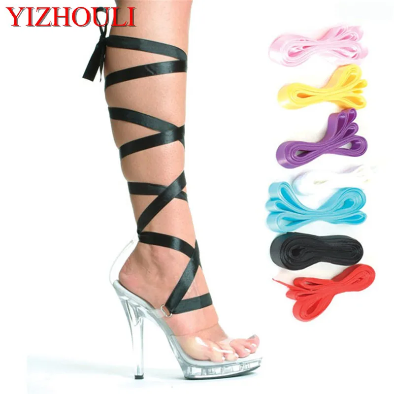 

13 cm Sexy Ribbon Crystal Soles Toes, Ladies Platform Cool Shoes, Pole Dancing High Heeled Sandals