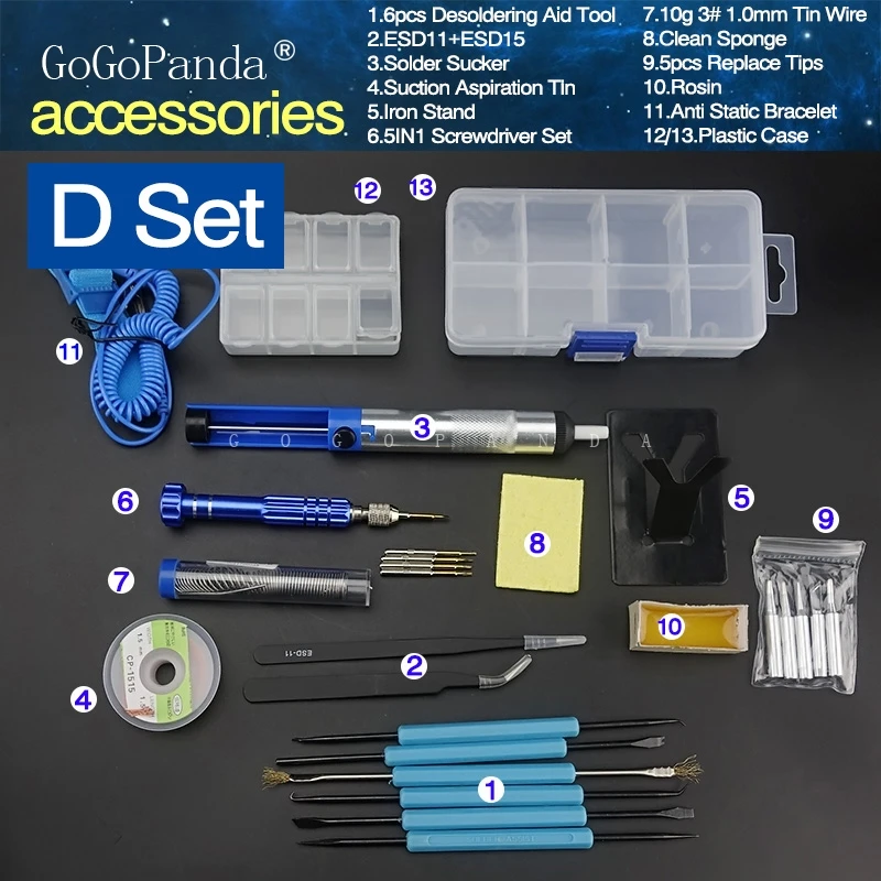 Free Shipping 18 In 1 Electrical Solder Iron Set Temperature Adjustable with Replacement Tips Desoldering Aid Tool Solder Sucker