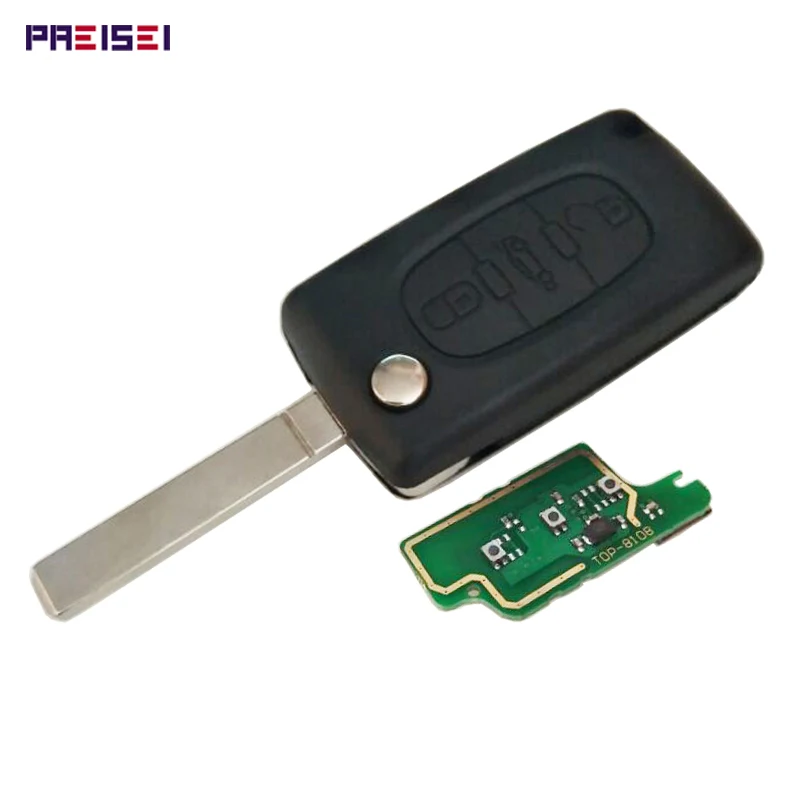 

PREISEI 10pieces/lot 3 Button Complete Car Flip Remote Key For Peugeot 307 ASK 433MHZ Electronic 46 Chip