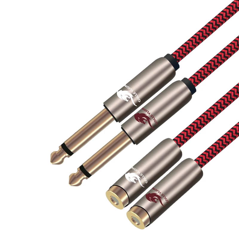 

Double 1/4'' TS Mono 6.35mm Male to 2 RCA Female Audio Cable For Mixer Amplifier Mixing Console Speakers AV Line 1m 2m 3m 5m