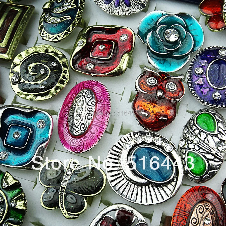 New arrival 30pcs Czech Rhinestones Fashion Mix Color Glaze Vintage Rings Wholesale Jewelry Lots Free Shipping A-106