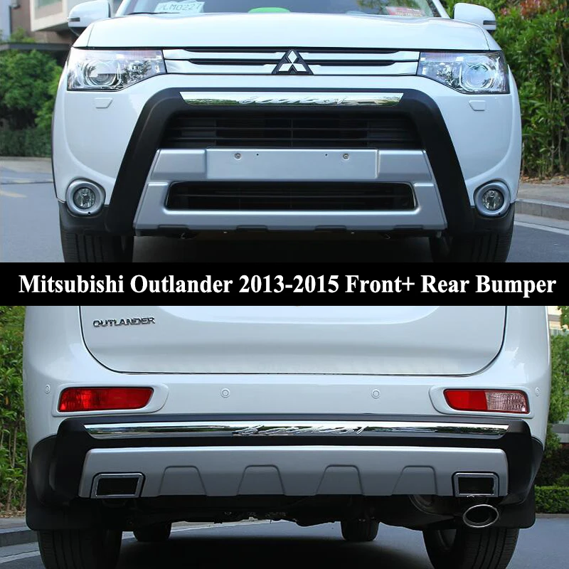 Fit For Mitsubishi Outlander 2013-2015 Front+ Rear Bumper Diffuser Bumpers Lip Protector Guard skid plate ABS Chrome finish 2PES