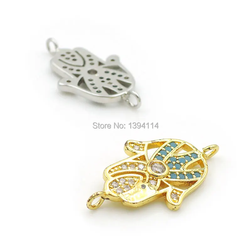 21*12*2mm Micro Pave Kallaite&Clear CZ Palm Of Crown Connector Fit For Women As DIY Bracelets Accessory