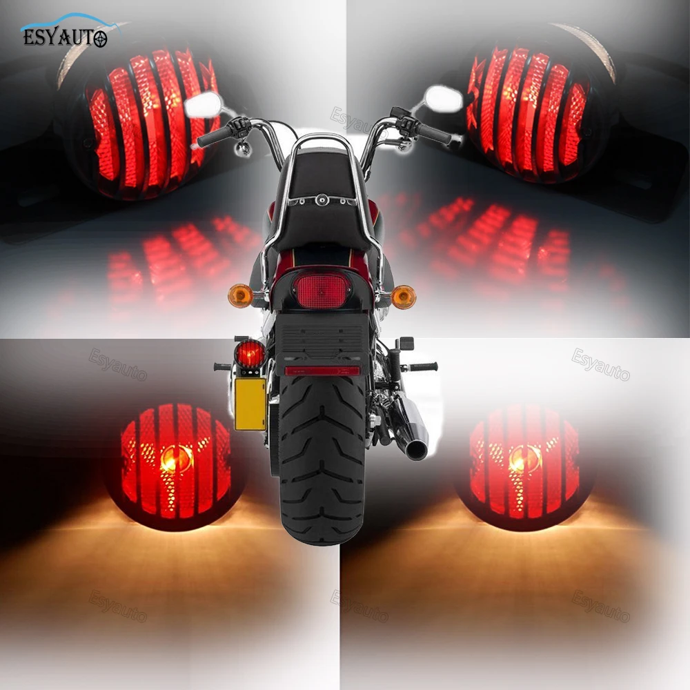 Motorcycle Brake Light License Plate Bracket Side Mount Taillight Taillamp for Sportster Suzuki Yamaha Bobber Chopper