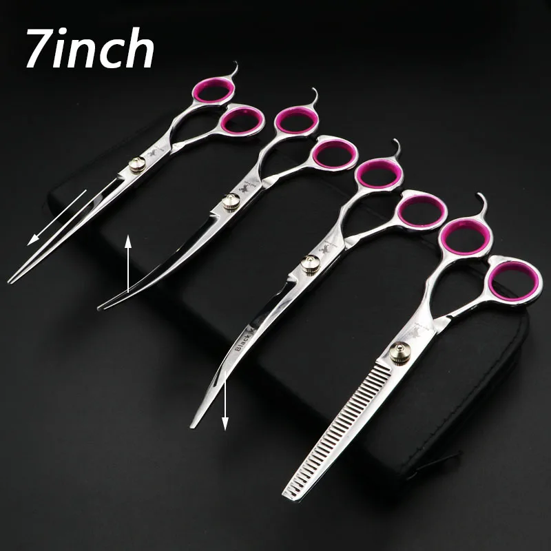 7.0 Inch Hot Sale Pet Hair Cut Scissors Clippers Flat Tooth Cut Pets Beauty Tools Set Kit Dogs Grooming Hair Cutting Scissor Set