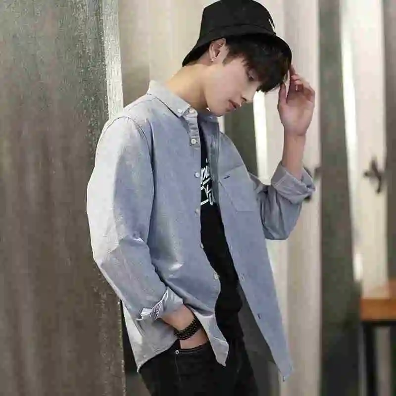 

Men's Pure Cotton Shirts Japan Fashion Slim Fit Long Sleeve Casual Business Dress Shirts Men Oxford Male Shirts Camisas TS-429