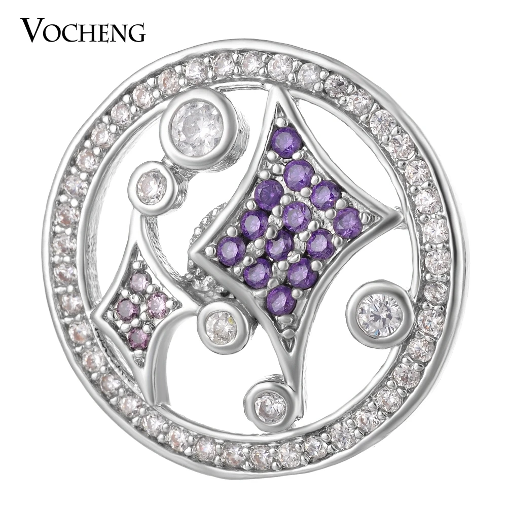 Snap Charms Button CZ Stone Copper Material Luxury Vocheng Interchangeable Jewelry 18mm 2 Colors Vn-1801