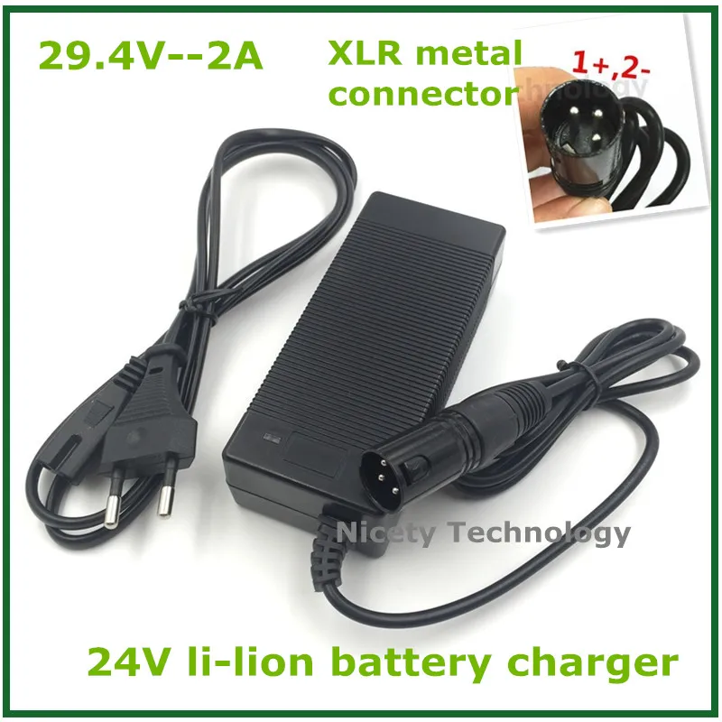 24V Li-ion Lithium Battery Charger 7series Output 29.4V2A Lithium Battery Charger XLR Socket/Connector