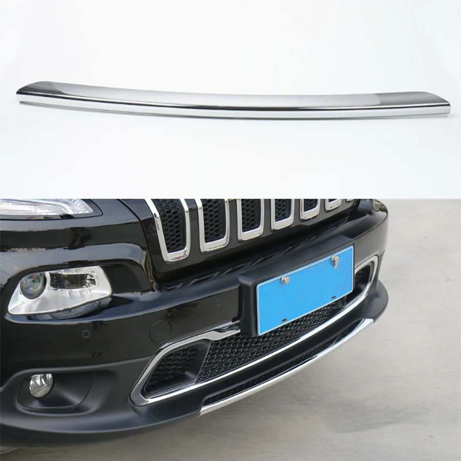 For Jeep Cherokee 2014-2016 ABS Exterior Car Styling Front Bumper Decorative Strip Sticker Cover Trim Molding