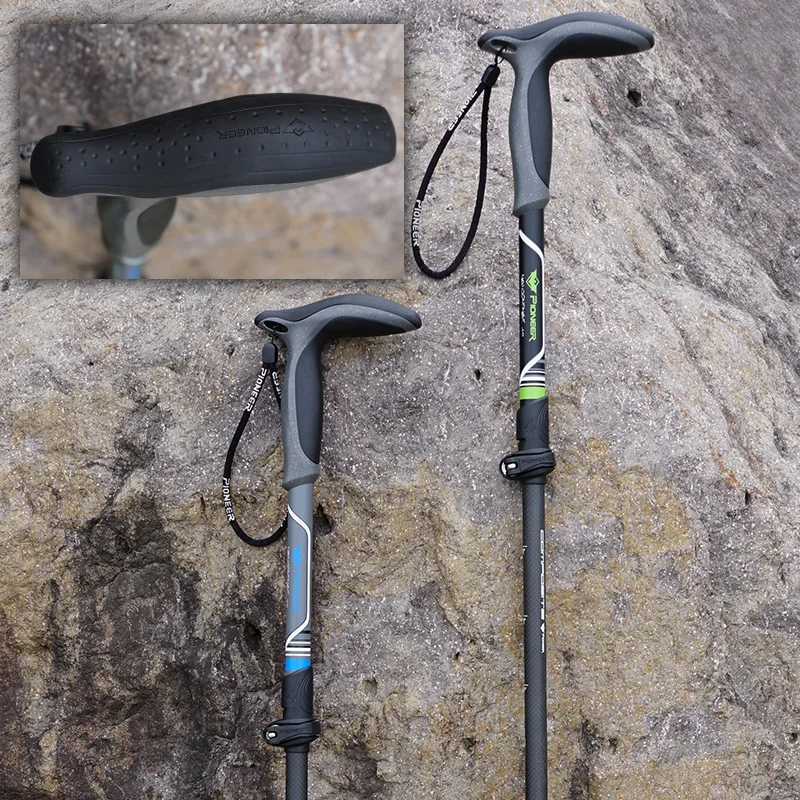 T uchwyt laski z włókna węglowego dla turystyki trzciny teleskopowe Trekking Nordic Walking polak piesze wycieczki kule Bar Ultralight