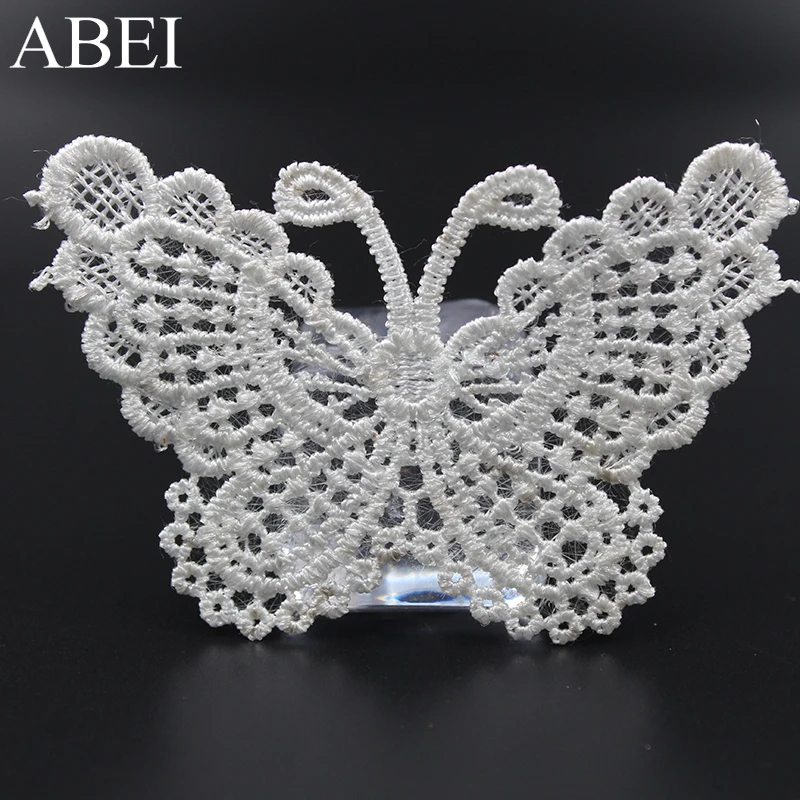 10pcs Embroidery White Butterfly Appliques for Wedding Party Dress Decoration Sewing Fabric Patch DIY Patchwork Craft