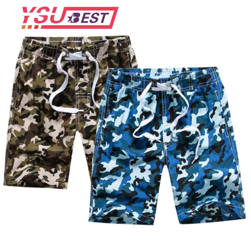 7-16Yrs Kids Camouflage Shorts Boys Military Style Casual Shorts Boys Summer Beach Shorts New Fashion Streetwear Elastic Waist