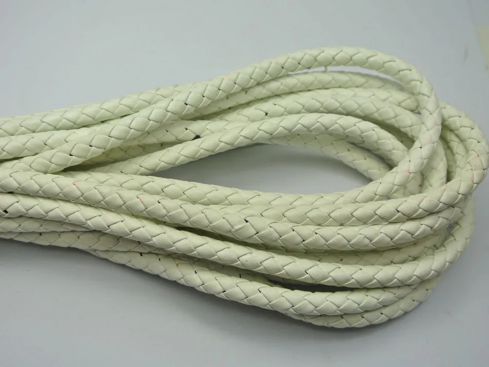 

16.4 Feets White Round Braided Bolo Leatherette Jewelry Cord 7mm