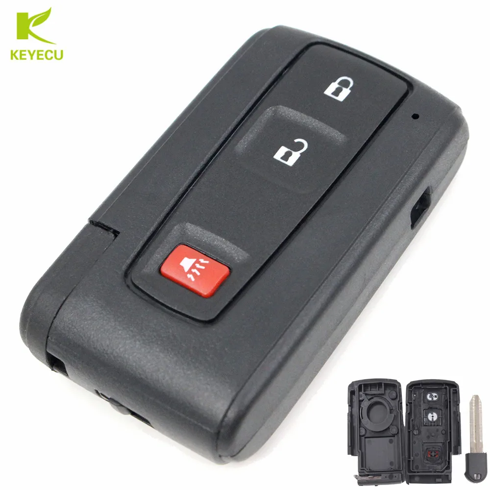 KEYECU 2PCS New Keyless Smart Remote Key Shell Case Fob 2+1Button for Toyota Prius 2004 2005 2006 2007 2008 2009 With Key Blade