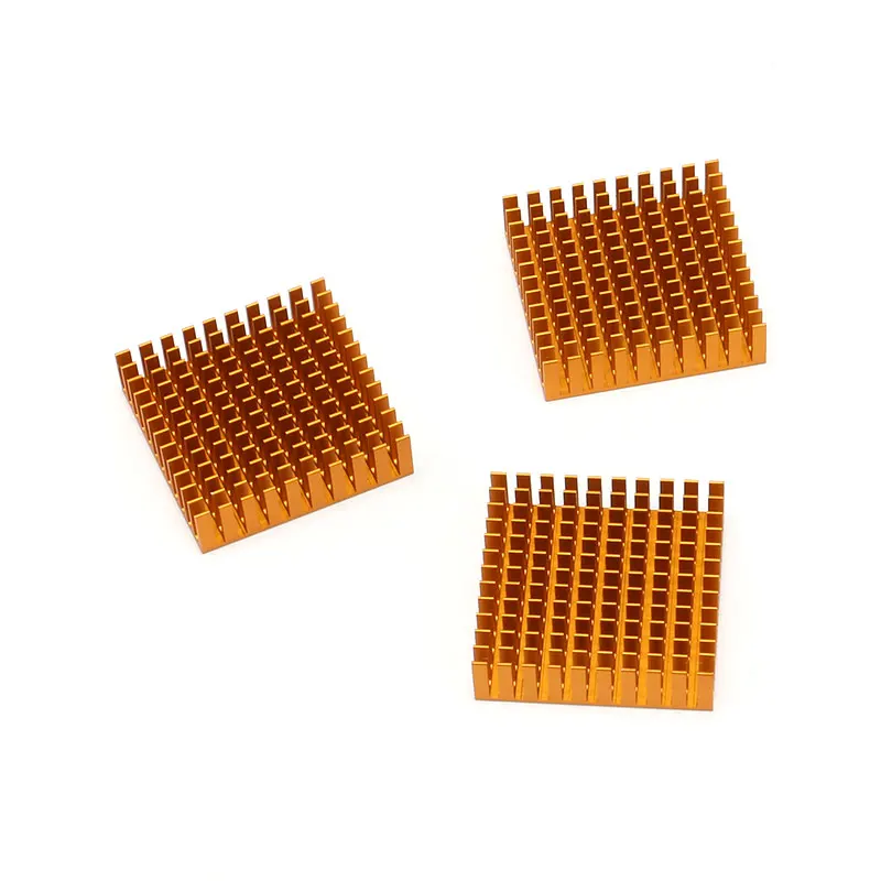 Disipador de calor de aluminio, 5 piezas, 40x40x11mm, radiador, Enfriador de refrigeración para Chip electrónico IC LED, ordenador, oro, 40x40x11mm