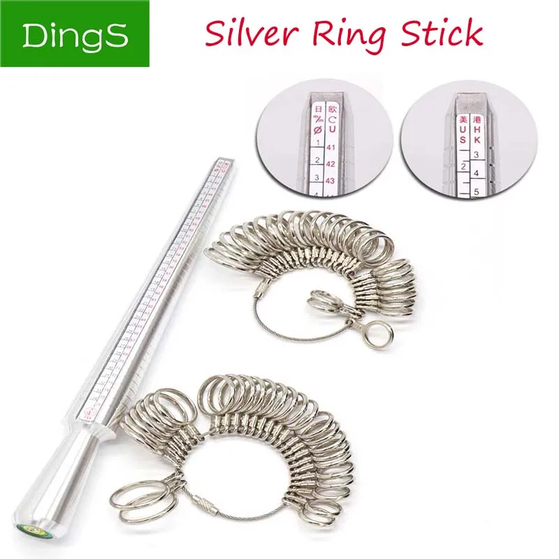 Standard Ring Size Mandrel Stick Finger Gauge Ring Sizer Measuring Jewelry US/EU/HK/JP Tool Ring Sizer Measure Hand Tools Set