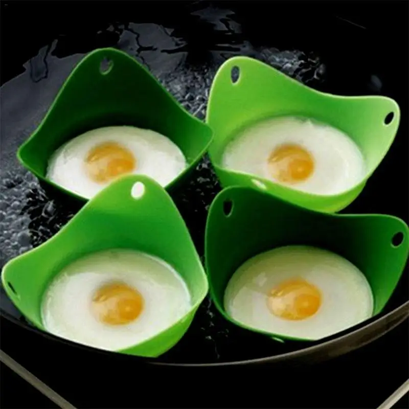 4PCS/Lot Silicone Egg Poacher Cook Poach Pods Kitchen Cookware Poached Baking Cup Gadget Egg Mold Boiler Cup Newest Color Random