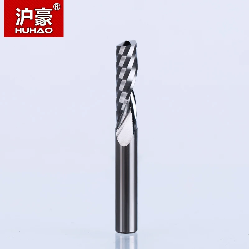 HUHAO 1PC 6mm one Flute Spiral Cutter router bit CNC end mill For MDF carbide milling cutter tugster steel router bits for wood