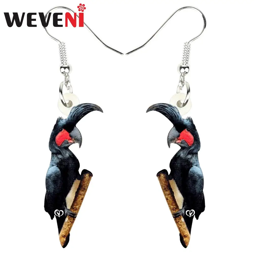 WEVENI Acrylic Cool Palm Cockatoo Pattern Earring  Fashion Animal Jewelry For Women Earrings Girls Teens Party Charms Gift